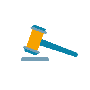 Grafik mit einem Reichterhammer als Begleitbild für das Segment Rechtlicher Rahmen, GEG, EnEfG & Co.